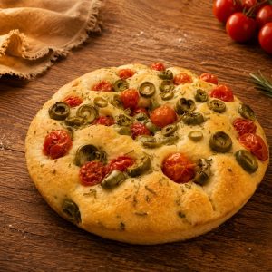 Focaccia Pomodori, Olive e Rosmarino 320g